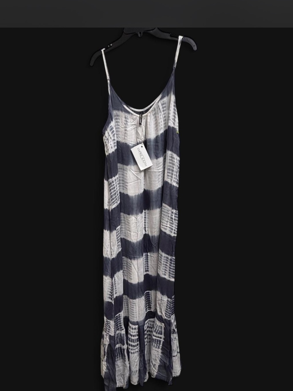 SWEET THE ROSES Tie-Dye Maxi Slip Dress in Navy and White